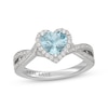 Thumbnail Image 1 of Neil Lane Heart-Shaped Aquamarine & Diamond Halo Engagement Ring 3/8 ct tw 14K White Gold