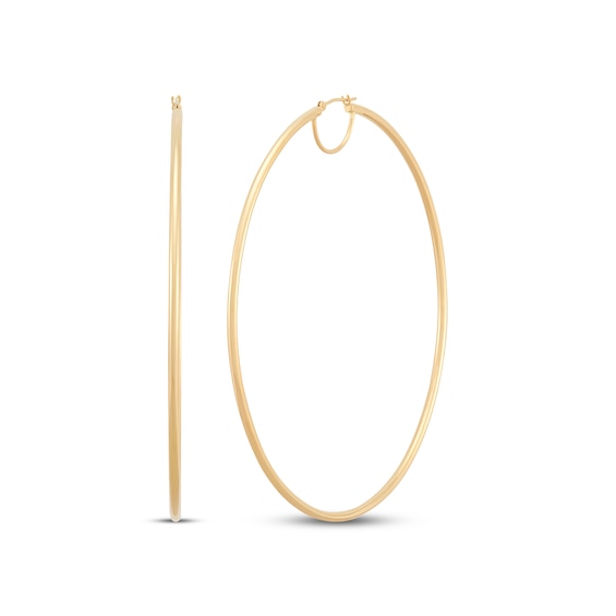 Hollow Hoop Earrings 10K Yellow Gold 80mm