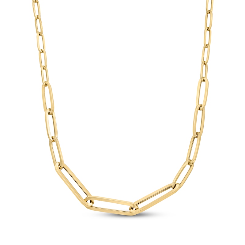 Main Image 1 of Graduated Paperclip Chain Necklace Hollow 10K Yellow Gold 18&quot;