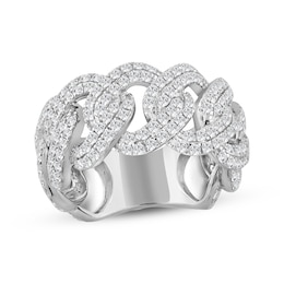 Men's Diamond Curb Chain Link Ring 2-1/2 ct tw 10K White Gold