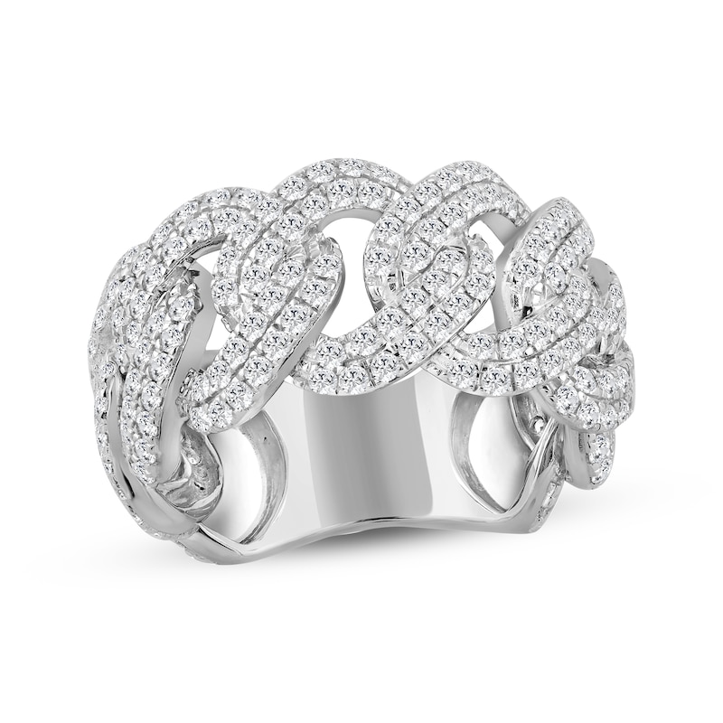 Main Image 1 of Men's Diamond Curb Chain Link Ring 2-1/2 ct tw 10K White Gold