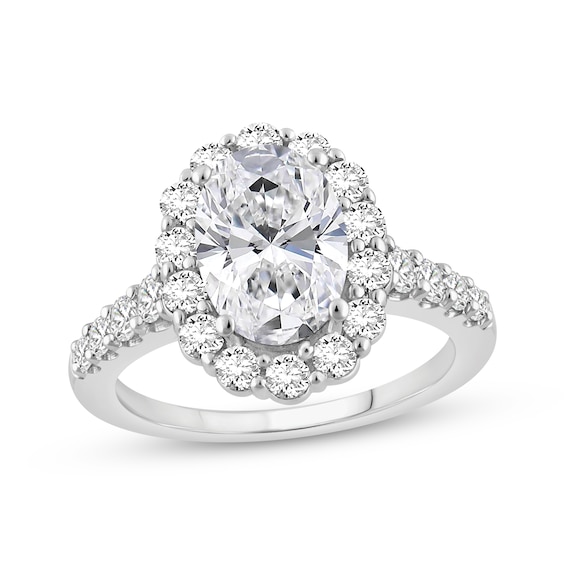 Now + Forever Lab-Grown Diamonds Oval-Cut Halo Engagement Ring 3 ct tw 14K White Gold