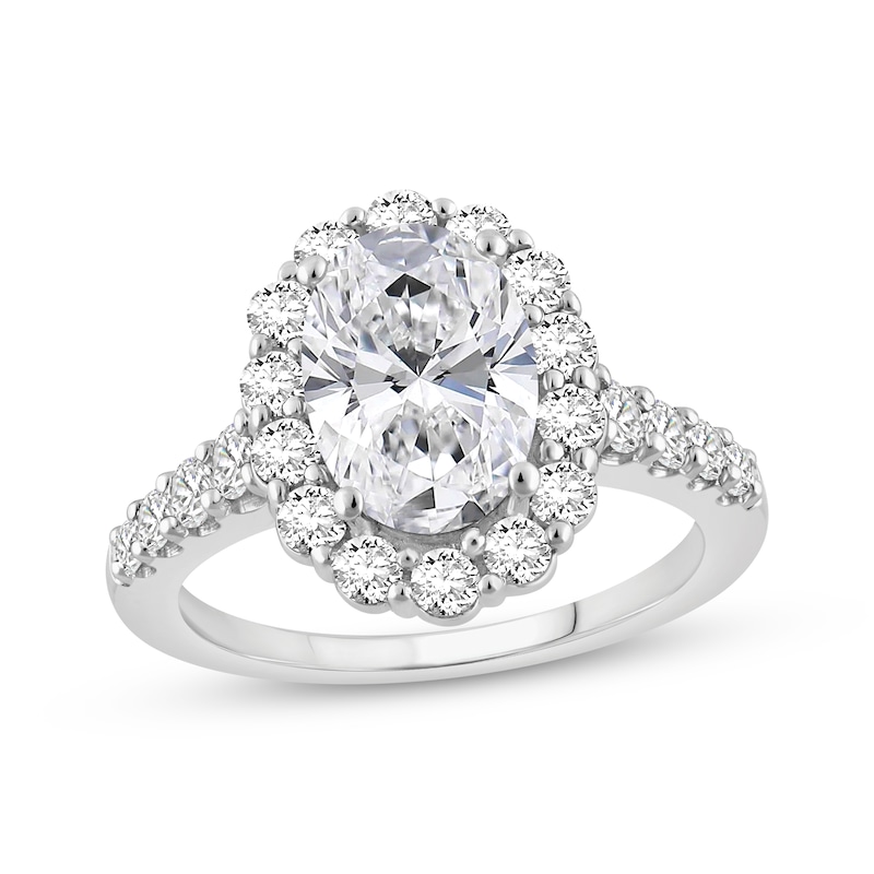 Main Image 1 of Now + Forever Lab-Grown Diamonds Oval-Cut Halo Engagement Ring 3 ct tw 14K White Gold