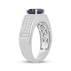 Thumbnail Image 2 of Men's Emerald-Cut Lab-Created Blue Sapphire & Diamond Ring 1/2 ct tw 10K White Gold