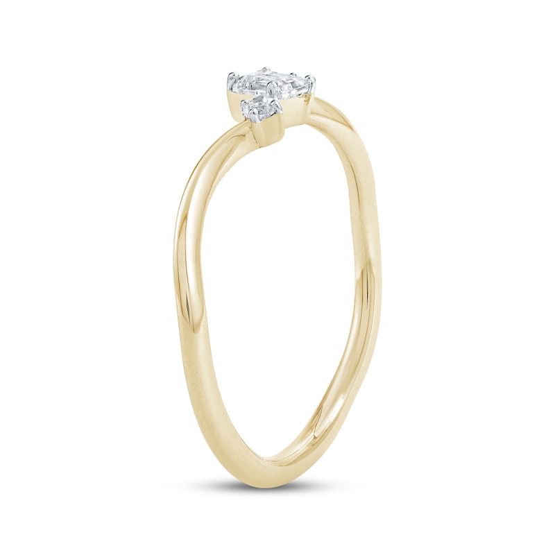 Main Image 2 of KAY Lab-Grown Diamonds Emerald & Round-Cut Bypass Ring 1/4 ct tw 10K Yellow Gold