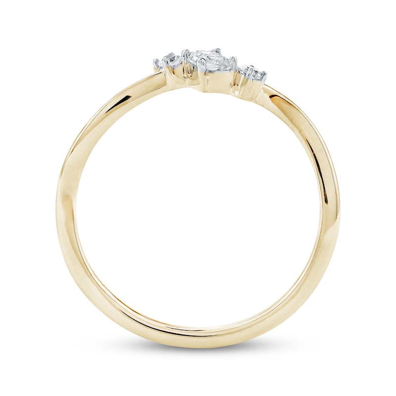 Main Image 4 of KAY Lab-Grown Diamonds Emerald & Round-Cut Bypass Ring 1/4 ct tw 10K Yellow Gold