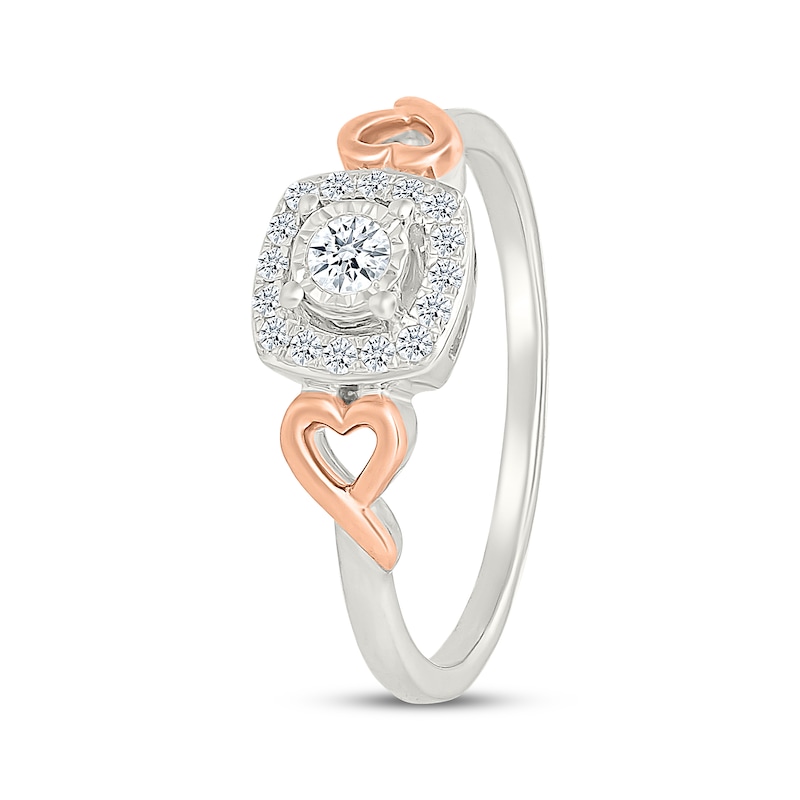 Main Image 2 of KAY Lab-Grown Diamonds Round-Cut Cushion Halo Promise Ring 1/5 ct tw 10K Two-Tone Gold