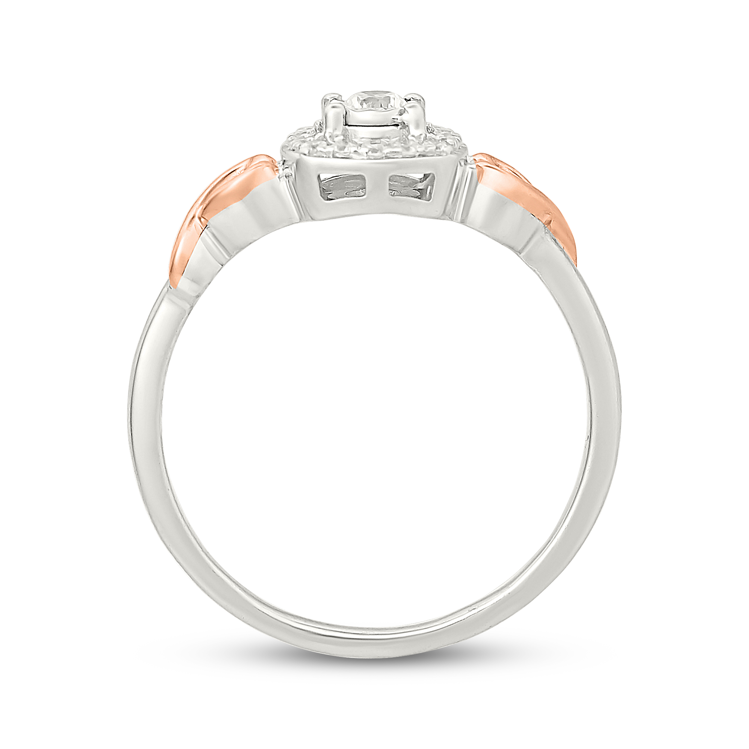 Main Image 3 of KAY Lab-Grown Diamonds Round-Cut Cushion Halo Promise Ring 1/5 ct tw 10K Two-Tone Gold