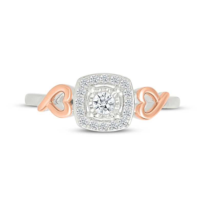 Main Image 4 of KAY Lab-Grown Diamonds Round-Cut Cushion Halo Promise Ring 1/5 ct tw 10K Two-Tone Gold