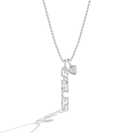 True Fans Philadelphia Eagles 1/10ct tw Diamond and White Lab-Created Sapphire "EAGLES" Heart Necklace Sterling Silver