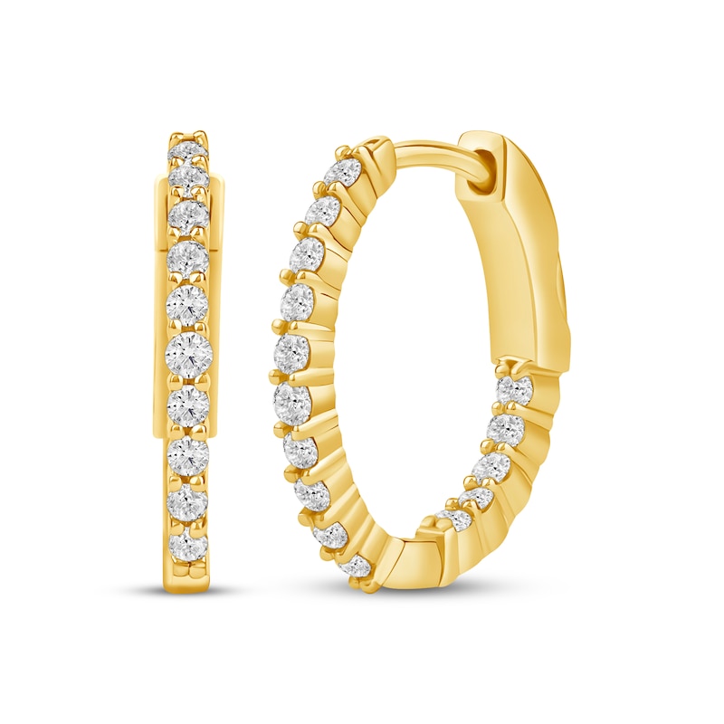 Main Image 1 of KAY Lab-Grown Diamonds Inside-Out Hoop Earrings 1/2 ct tw 10K Yellow Gold