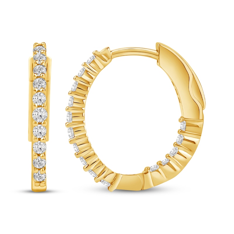 Main Image 3 of KAY Lab-Grown Diamonds Inside-Out Hoop Earrings 1/2 ct tw 10K Yellow Gold