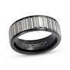 Thumbnail Image 1 of Now + Forever Men's Satin Finish Ribbed Wedding Band Black & Gray Tungsten Carbide 8mm