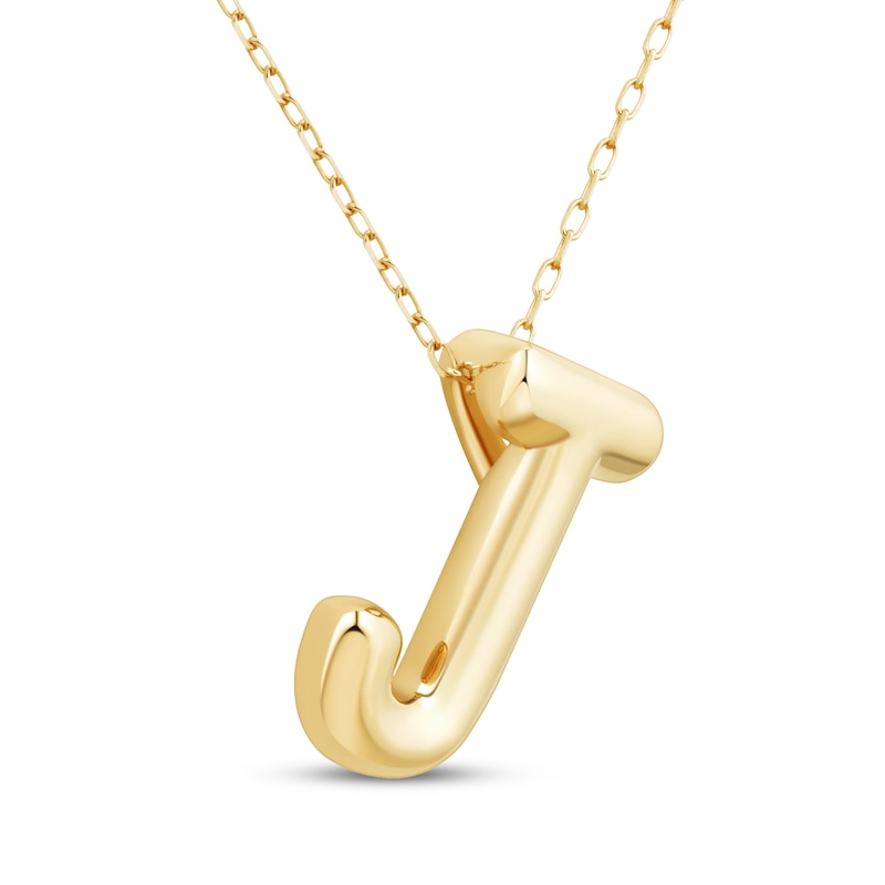 Main Image 2 of Puff Letter J Initial Necklace 14K Yellow Gold 18&quot;