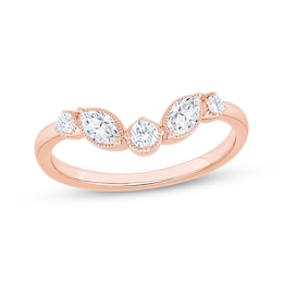 Now + Forever Marquise & Round-Cut Diamond Contour Anniversary Ring 3/8 ct tw 10K Rose Gold