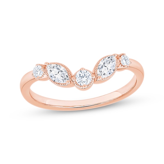 Now + Forever Marquise & Round-Cut Diamond Contour Anniversary Ring 3/8 ct tw 10K Rose Gold