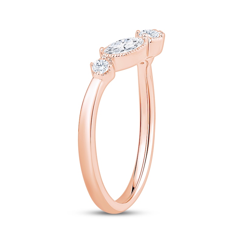 Main Image 2 of Now + Forever Marquise & Round-Cut Diamond Contour Anniversary Ring 3/8 ct tw 10K Rose Gold