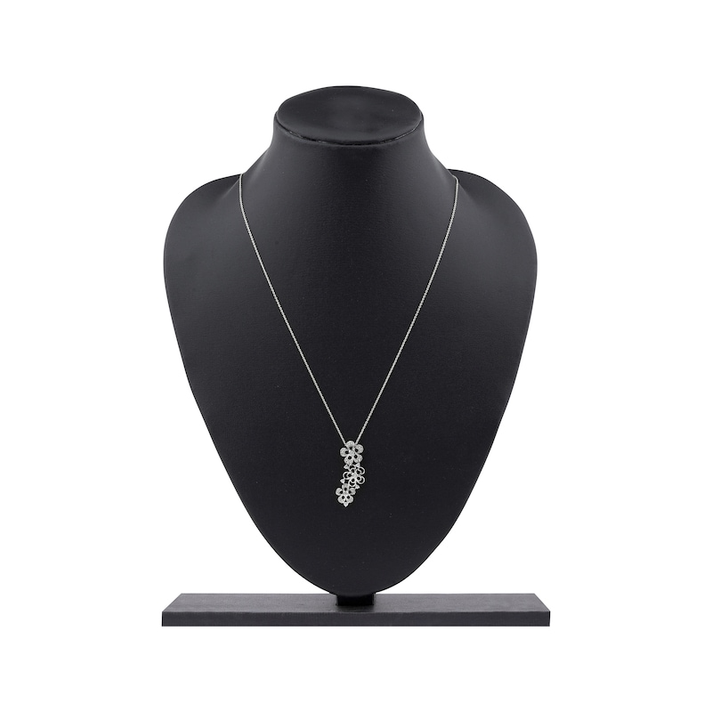 Main Image 5 of Diamond Flower Trio Drop Necklace 1/4 ct tw 10K White Gold 18"