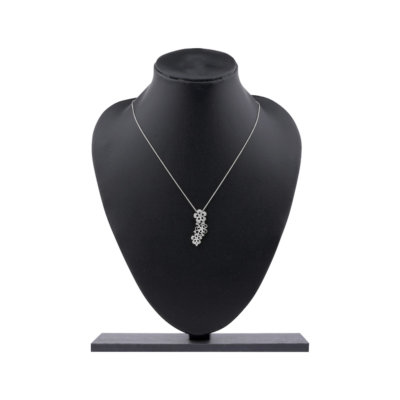 Main Image 6 of Diamond Flower Trio Drop Necklace 1/4 ct tw 10K White Gold 18"