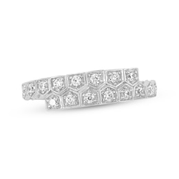 Diamond Notched Flex Ring 1/5 ct tw Sterling Silver