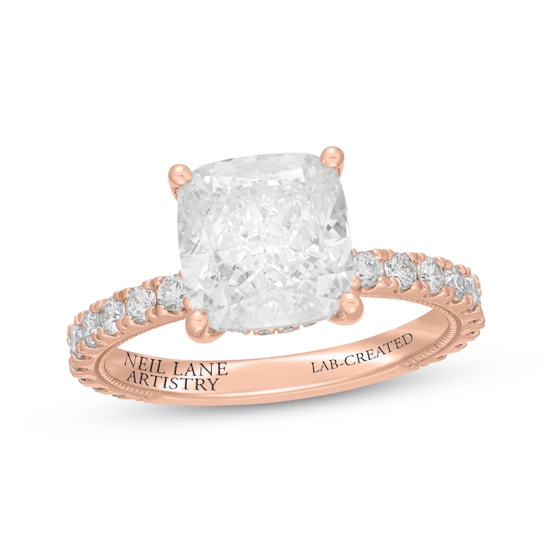 Main Image 1 of Neil Lane Artistry Cushion-Cut Lab-Grown Diamond Engagement Ring 4-5/8 ct tw 14K Rose Gold