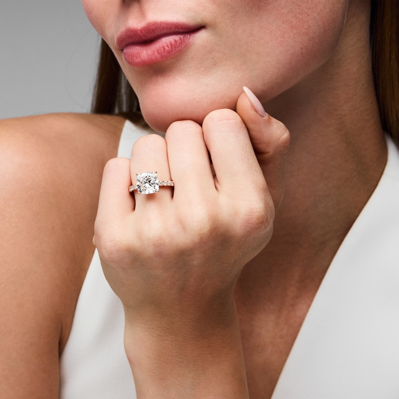 Main Image 4 of Neil Lane Artistry Cushion-Cut Lab-Grown Diamond Engagement Ring 4-5/8 ct tw 14K Rose Gold