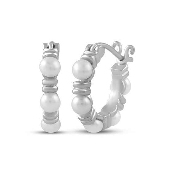 Cultured Pearl Hoop Earrings Sterling Silver