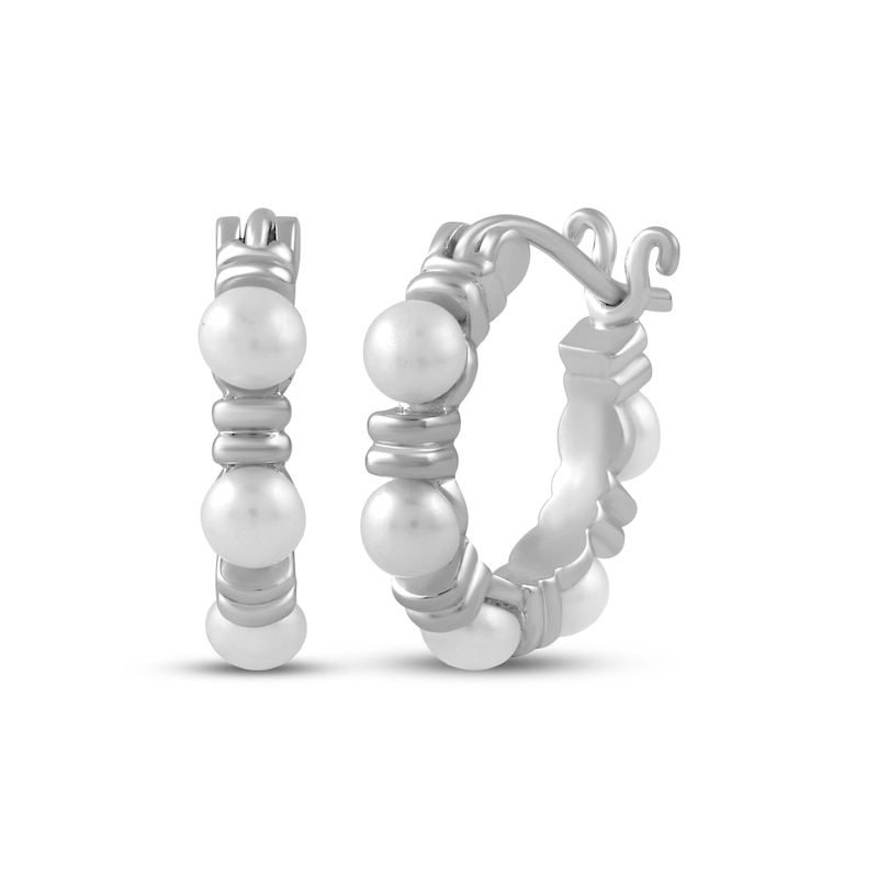 Main Image 1 of Cultured Pearl Hoop Earrings Sterling Silver