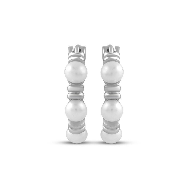 Main Image 2 of Cultured Pearl Hoop Earrings Sterling Silver