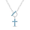 Thumbnail Image 1 of Turquoise Cross Toggle Necklace Sterling Silver 18&quot;