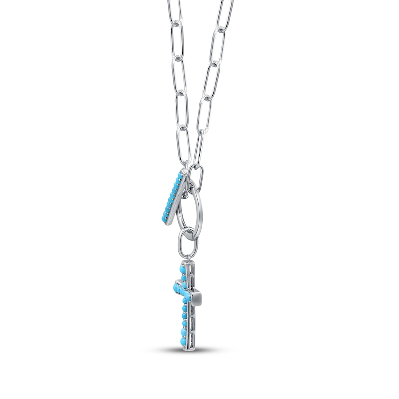 Main Image 2 of Turquoise Cross Toggle Necklace Sterling Silver 18&quot;