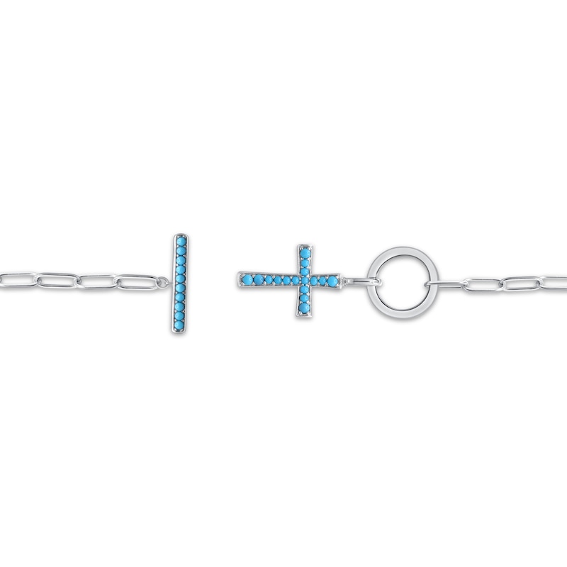 Main Image 4 of Turquoise Cross Toggle Necklace Sterling Silver 18&quot;
