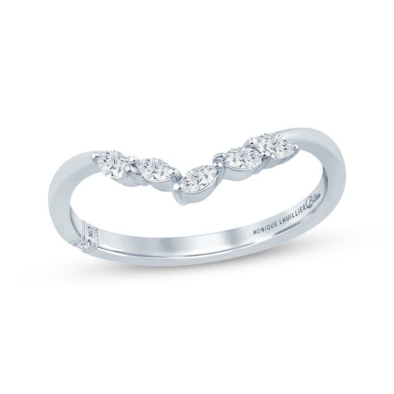 Main Image 1 of Monique Lhuillier Bliss Marquise-Cut Lab-Grown Diamond Contour Wedding Band 1/6 ct tw 18K White Gold