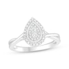 Thumbnail Image 1 of Multi-Diamond Double Teardrop Halo Promise Ring 1/10 ct tw Sterling Silver