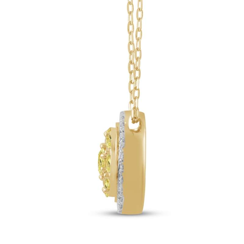 Main Image 2 of Yellow & White Lab-Grown Diamond Circle Necklace 1 ct tw 10K Yellow Gold 18"