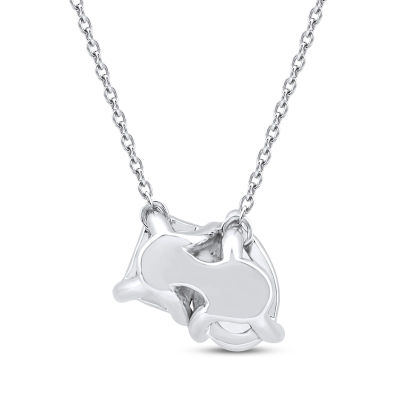 Main Image 3 of Toi et Moi Lab-Grown Diamond Emerald-Cut & Pear-Shaped Necklace 1 ct tw 14K White Gold 18"