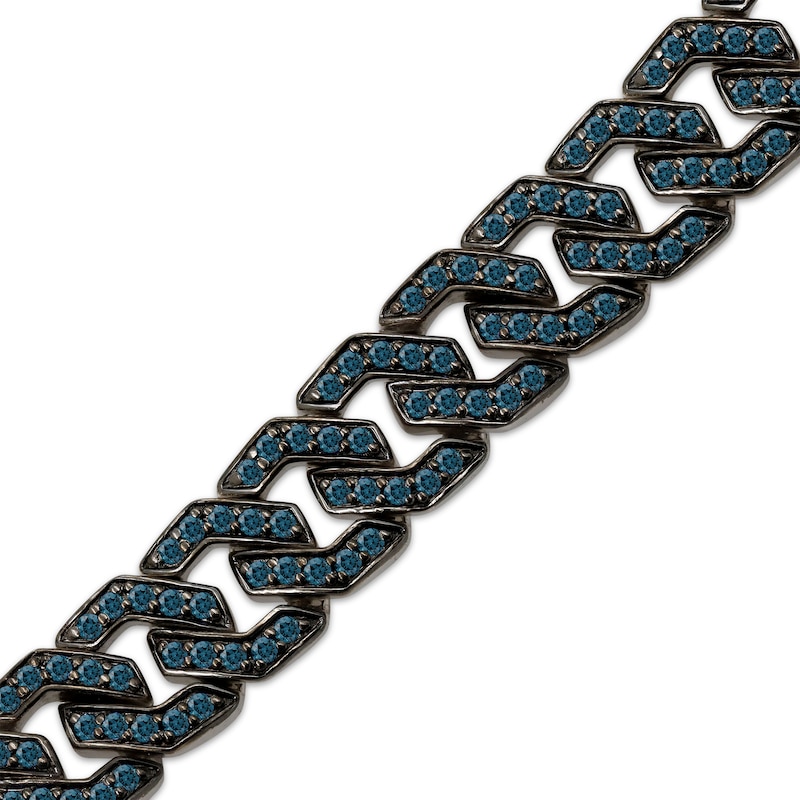 Main Image 2 of Men's Blue Diamond Curb Chain Necklace 9 ct tw Sterling Silver 22"