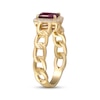 Thumbnail Image 2 of Emerald-Cut Natural Ruby & Diamond Chain Link Ring 1/10 ct tw 10K Yellow Gold