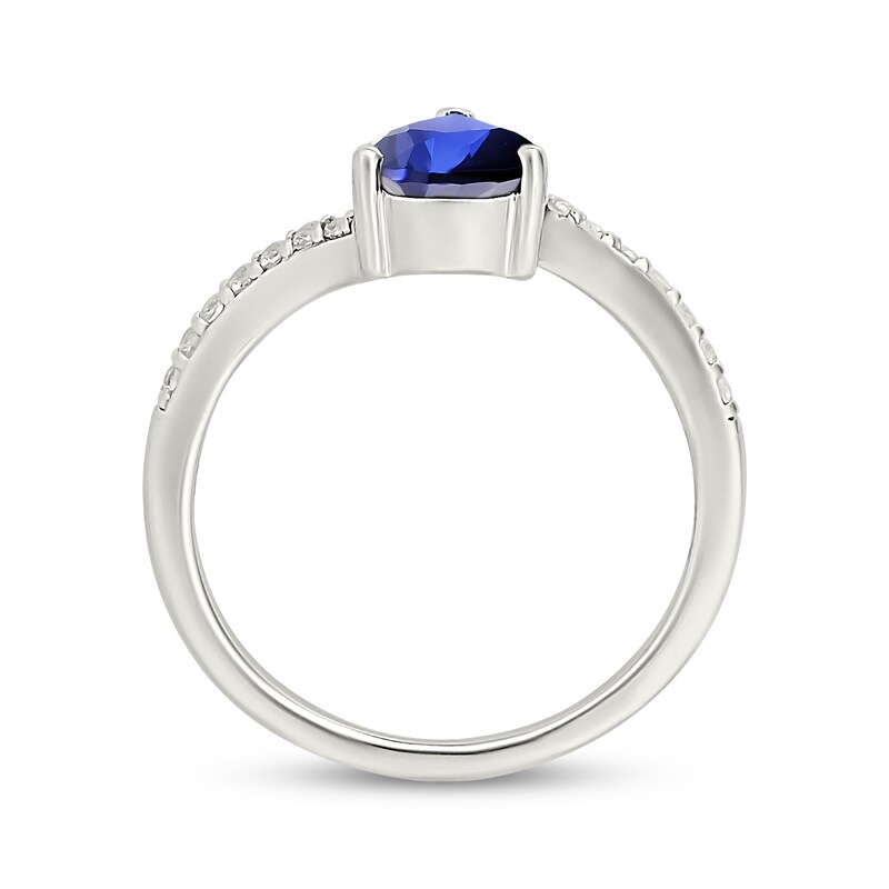 Main Image 3 of Pear-Shaped Blue Lab-Created Sapphire & White Lab-Created Sapphire Bypass Ring Sterling Silver