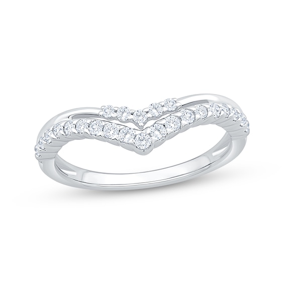 Now + Forever Lab-Grown Diamonds Two-Row Chevron Anniversary Ring 1/3 ct tw 14K White Gold