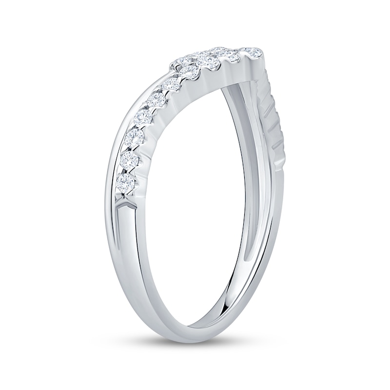 Main Image 2 of Now + Forever Lab-Grown Diamonds Two-Row Chevron Anniversary Ring 1/3 ct tw 14K White Gold