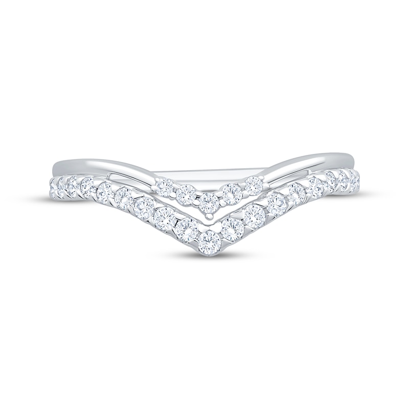 Main Image 3 of Now + Forever Lab-Grown Diamonds Two-Row Chevron Anniversary Ring 1/3 ct tw 14K White Gold