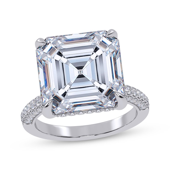 Now + Forever Lab-Grown Diamonds Square-Emerald-Cut Hidden Halo Engagement Ring 10-1/2 ct tw 14K White Gold