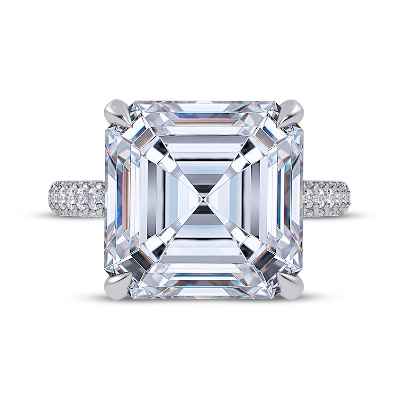 Main Image 3 of Now + Forever Lab-Grown Diamonds Square-Emerald-Cut Hidden Halo Engagement Ring 10-1/2 ct tw 14K White Gold