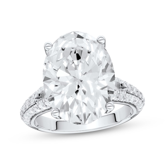 Now + Forever Lab-Grown Diamonds Oval-Cut Hidden Halo Engagement Ring 6-3/4 ct tw 14K White Gold