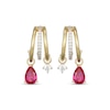 Thumbnail Image 2 of KAY x Rocksbox Pear-Shaped Lab-Created Ruby & Lab-Grown Diamond Split J-Hoop Earrings 1/5 ct tw 24K Yellow Gold Vermeil Sterling Silver