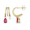 Thumbnail Image 3 of KAY x Rocksbox Pear-Shaped Lab-Created Ruby & Lab-Grown Diamond Split J-Hoop Earrings 1/5 ct tw 24K Yellow Gold Vermeil Sterling Silver