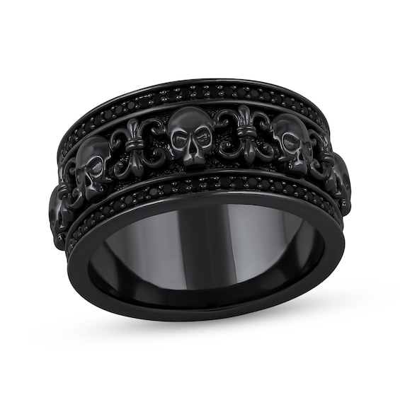 Ink & Ice Black Diamond Skull Ring 1/5 ct tw Black Rhodium-Plated Sterling Silver