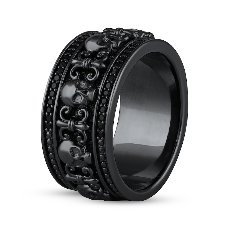 Main Image 2 of Ink & Ice Black Diamond Skull Ring 1/5 ct tw Black Rhodium-Plated Sterling Silver