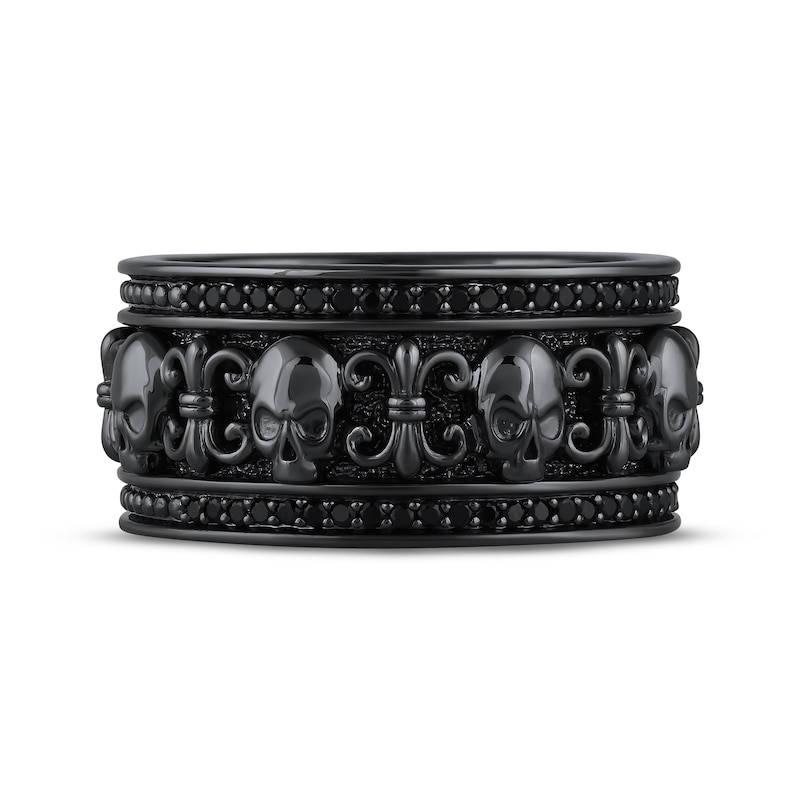 Main Image 4 of Ink & Ice Black Diamond Skull Ring 1/5 ct tw Black Rhodium-Plated Sterling Silver